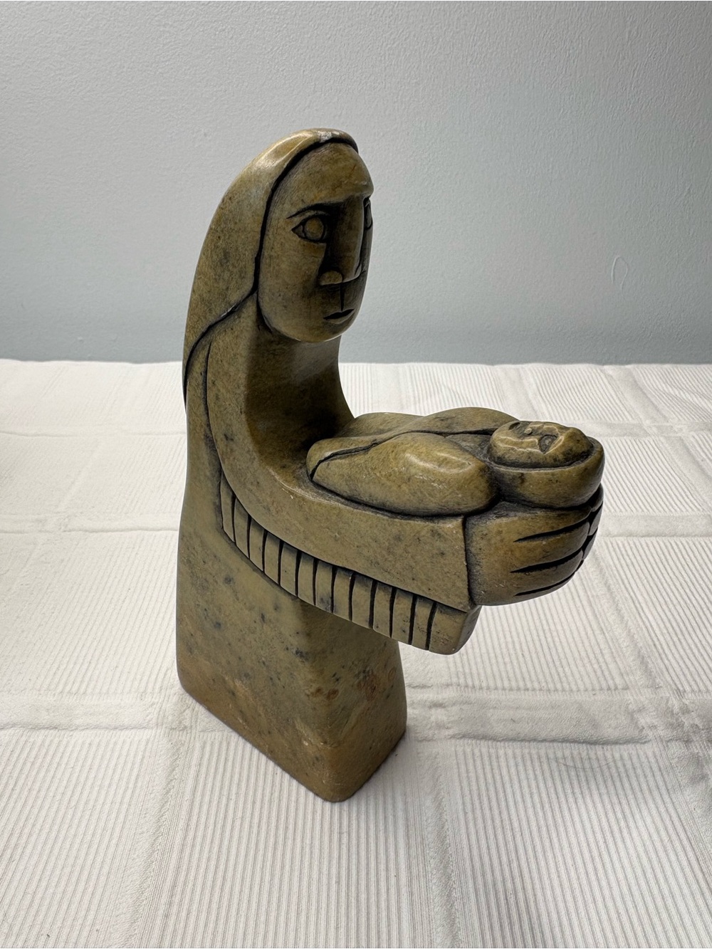 Vintage Eunice Henry Stone Art Mother and Child Sculpture Figurine One of a Kind
